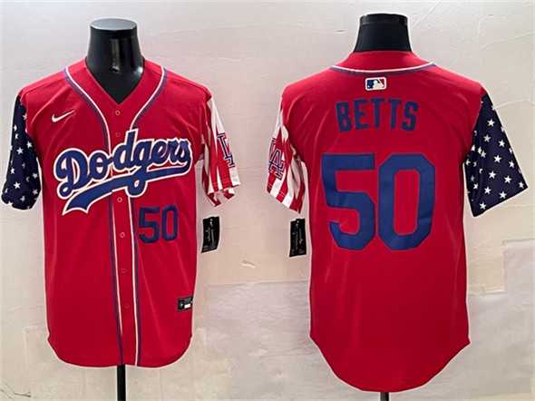 Men%27s Los Angeles Dodgers #50 Mookie Betts Red Limited Stitched Jersey